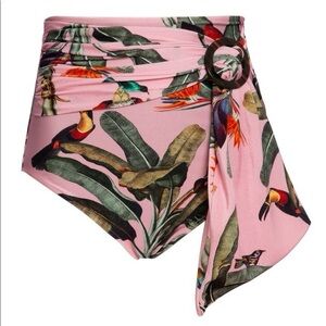 Revolve PATBO Tropical Pink Print Belted Bikini Bottoms Large
